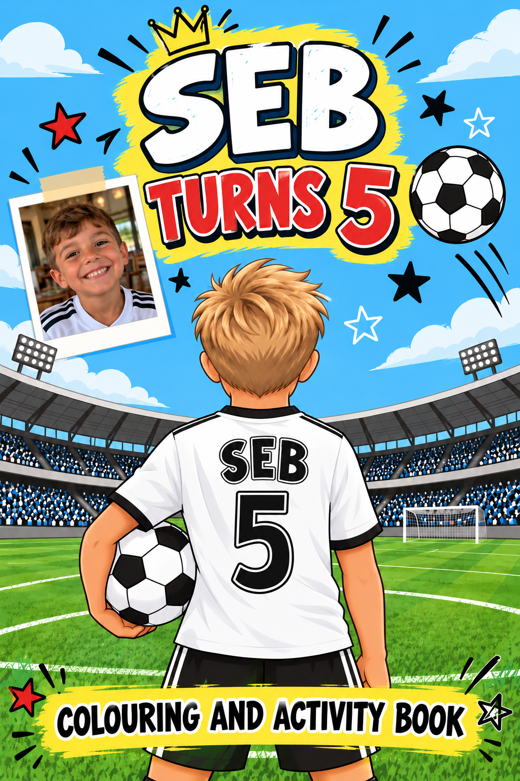 Seb turns 5 football book with photo