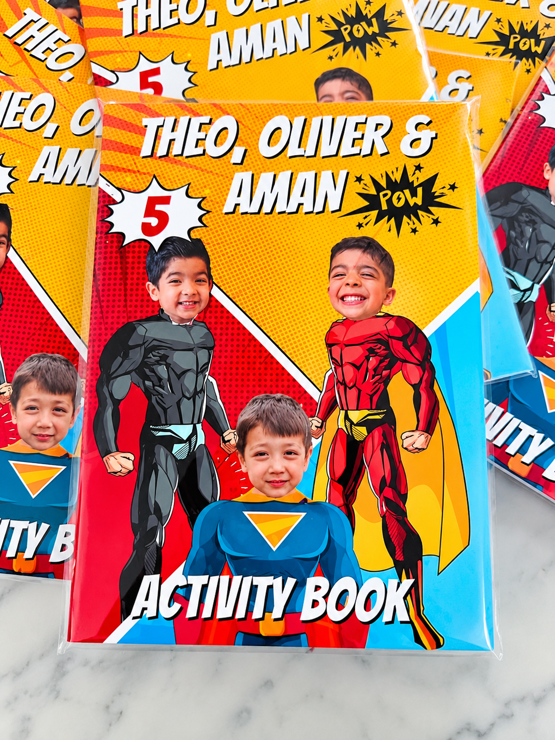 Theo, Oliver & Aman superhero activity book