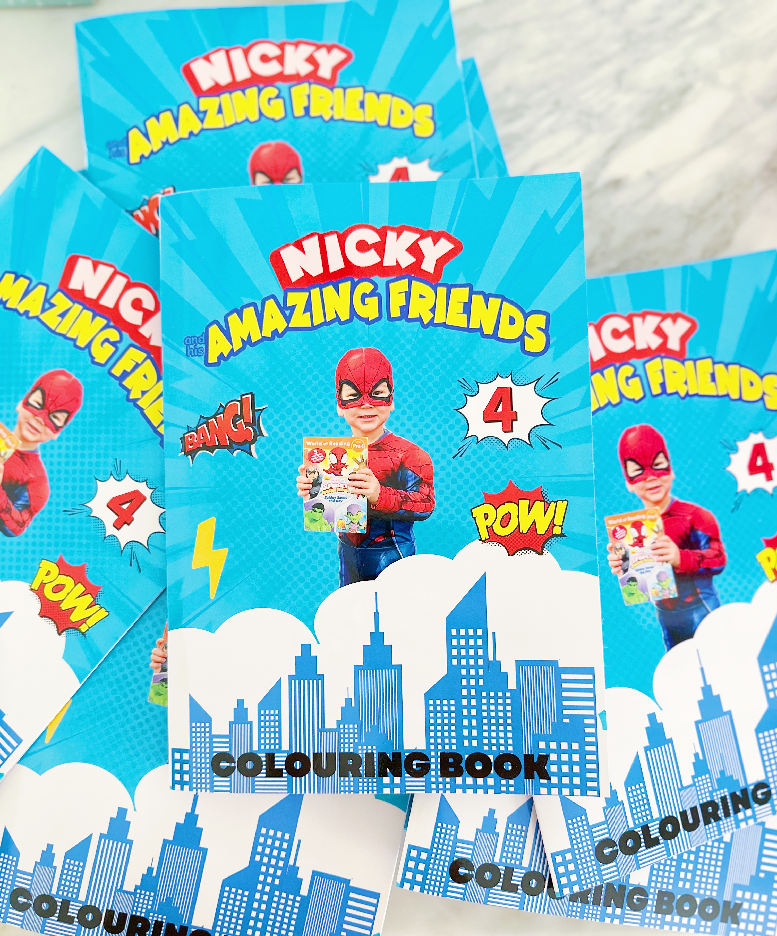 Nicky's superhero colouring book