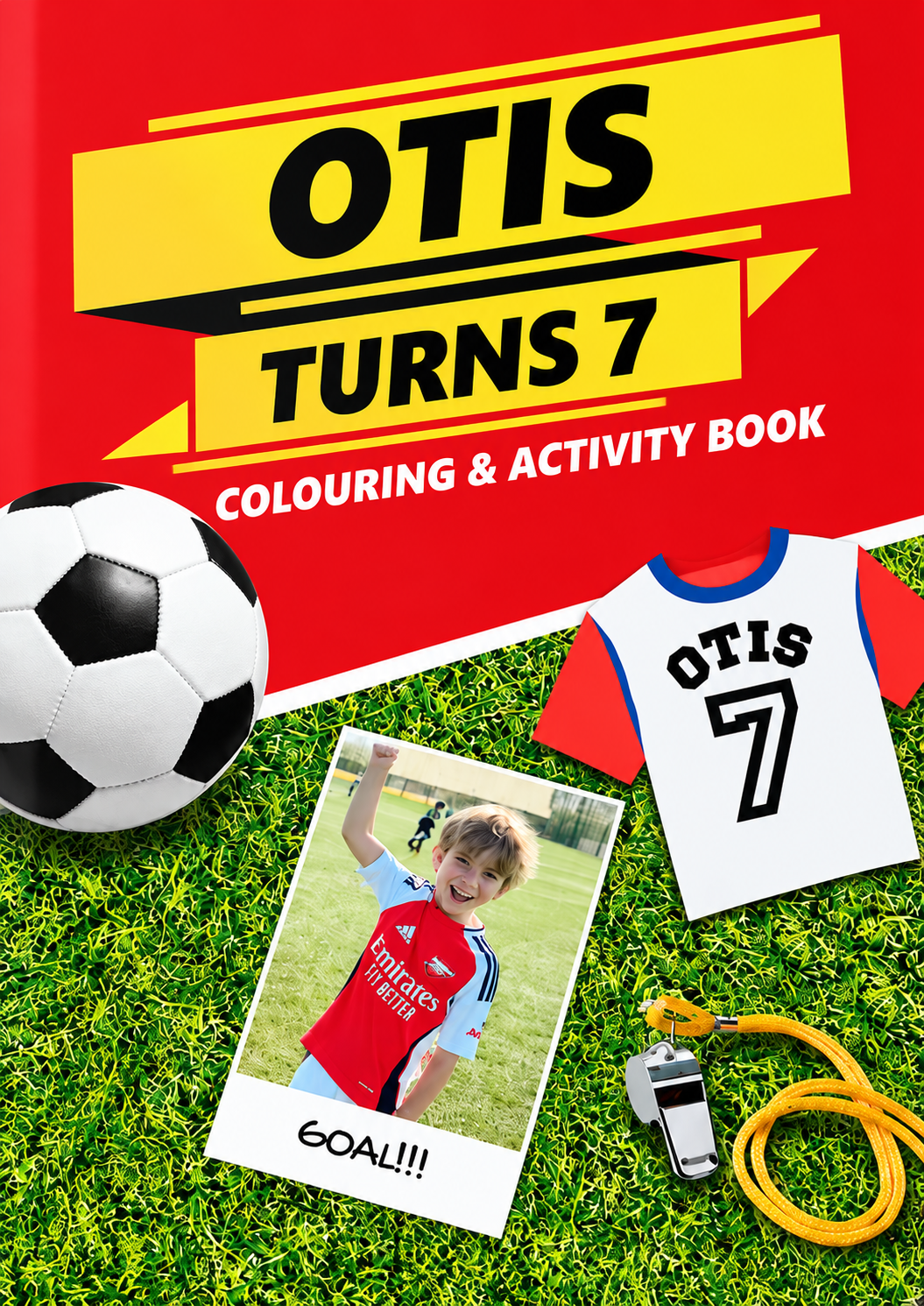 Otis turns 7 football fun colouring book cover