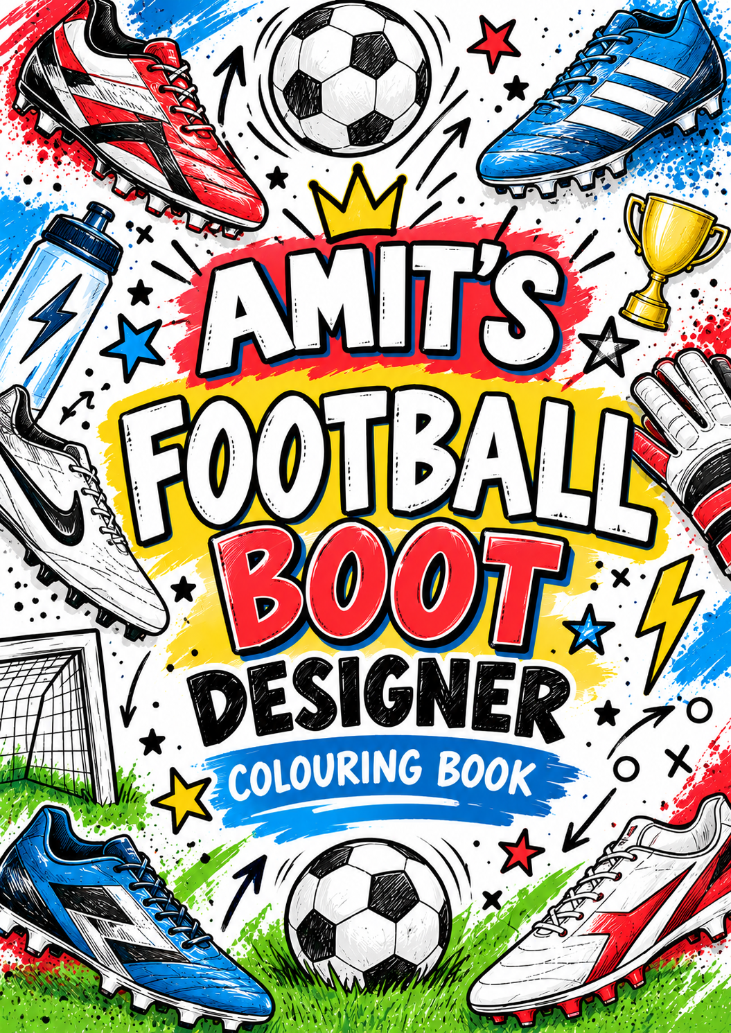 Amit's Football Boot Designer colouring book cover