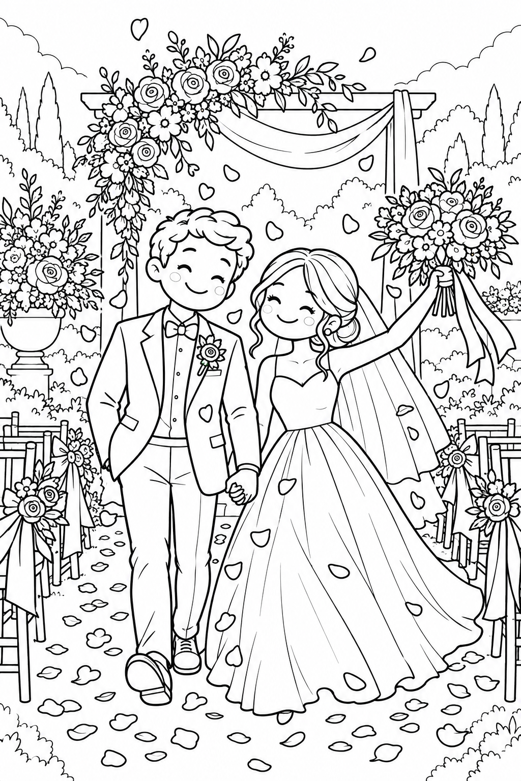 Wedding ceremony colouring page