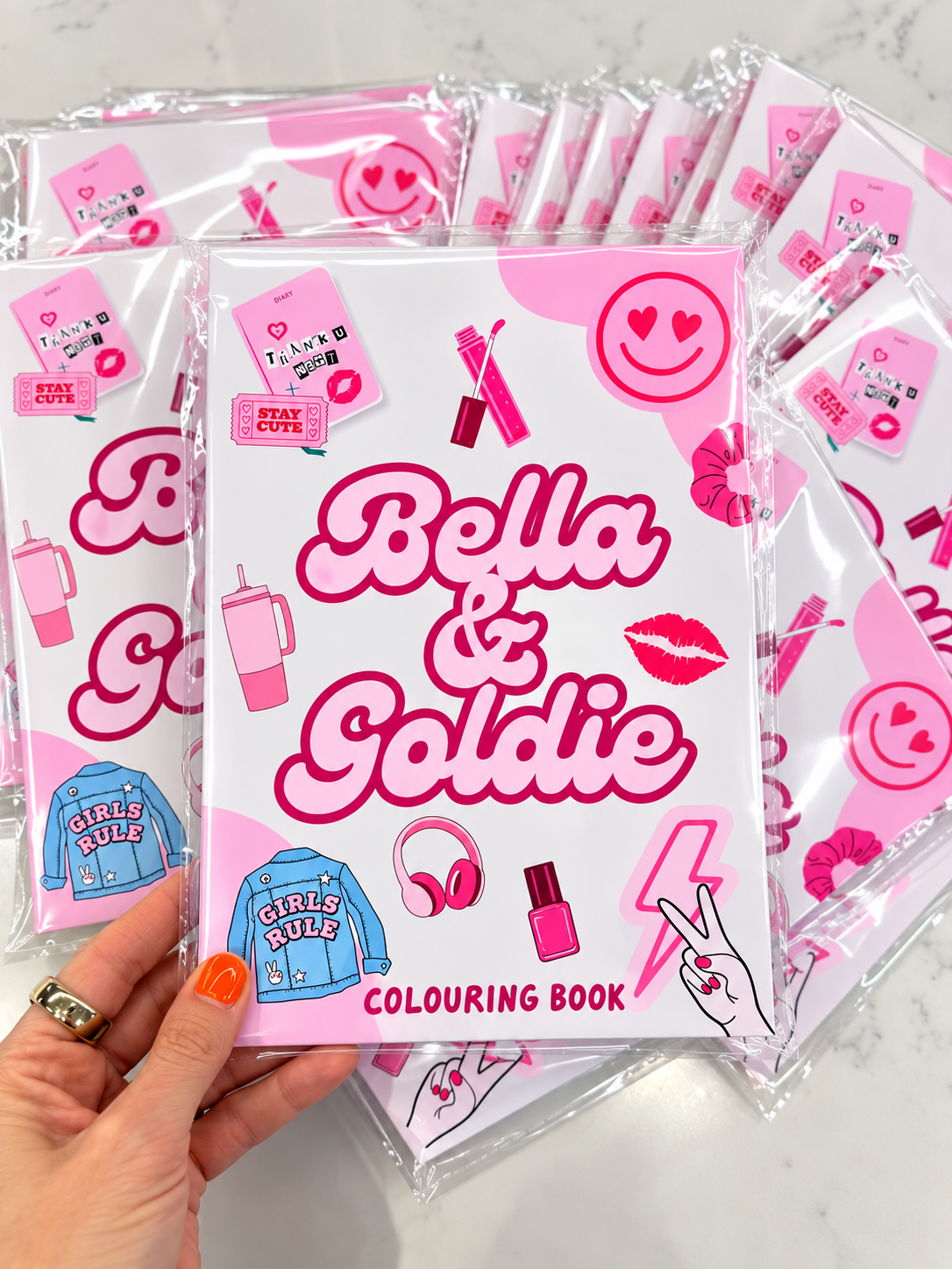 Bella & Goldie colouring book collection packaged ready to post